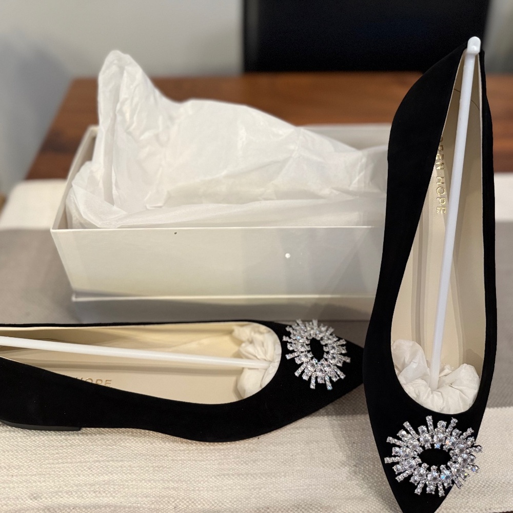 Loren Hope Stevie Balerina Flats in Black Suede - 40 (US Size 9)